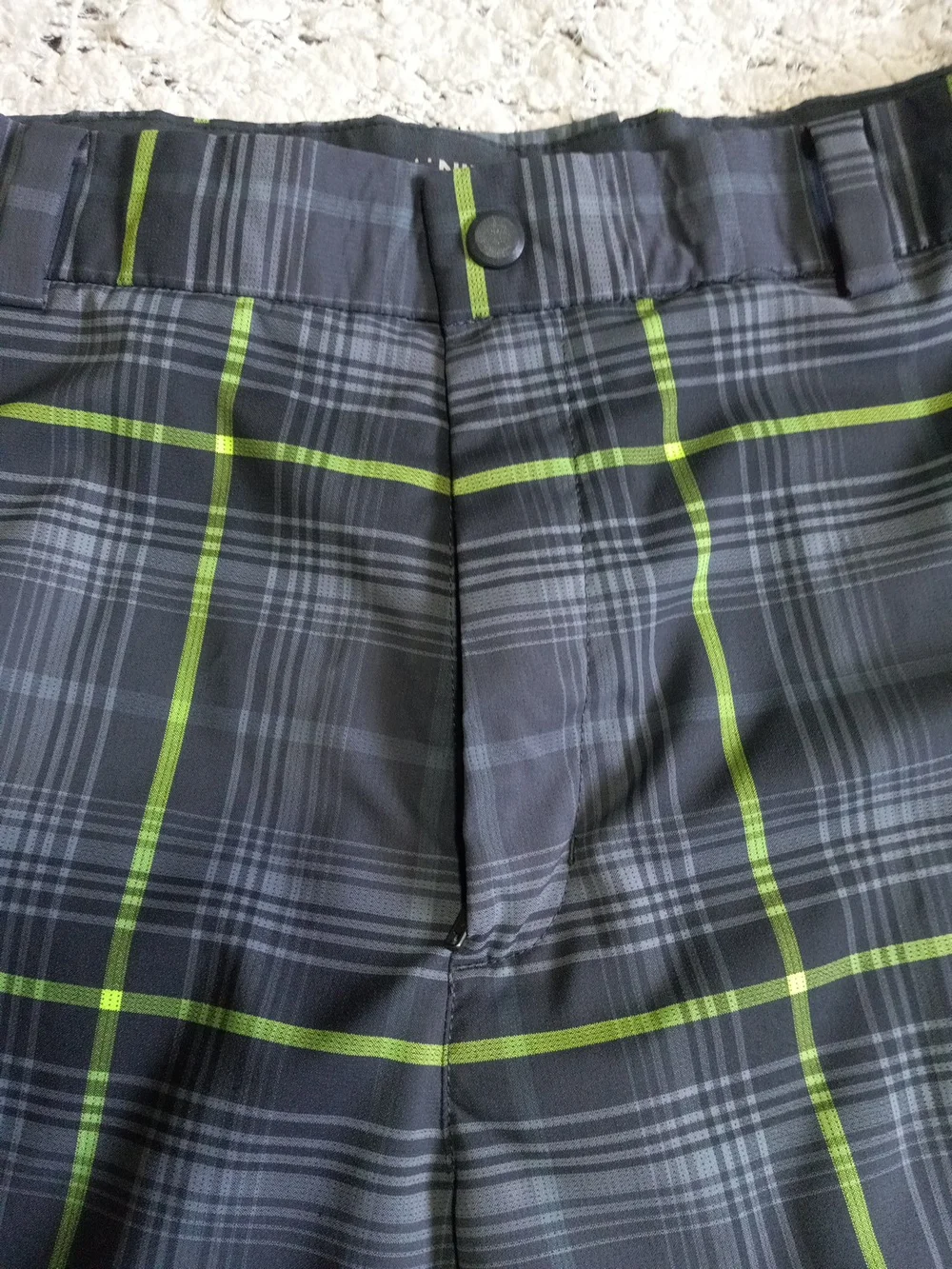 Nike Men's Plaid Golf Performance Shorts - Gray with Lime Accents Size 32